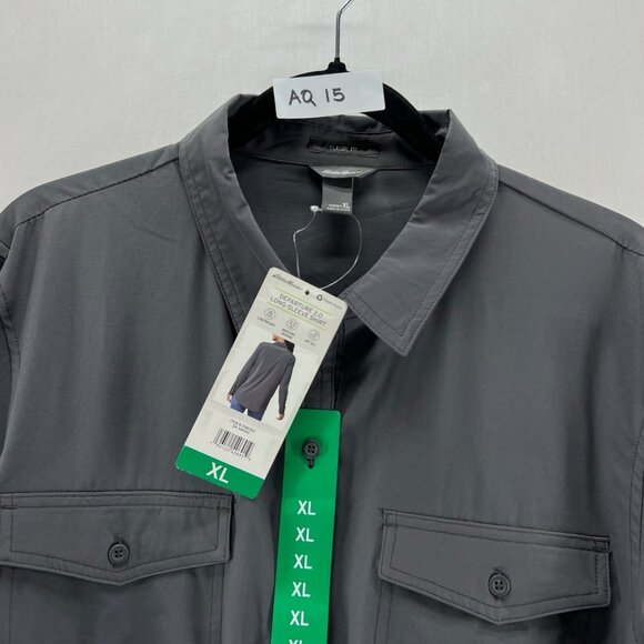 Eddie Bauer Departure 2.0 Long-Sleeve Shirt Women XL Roll Tab Button Up Charcoal - Picture 14 of 14